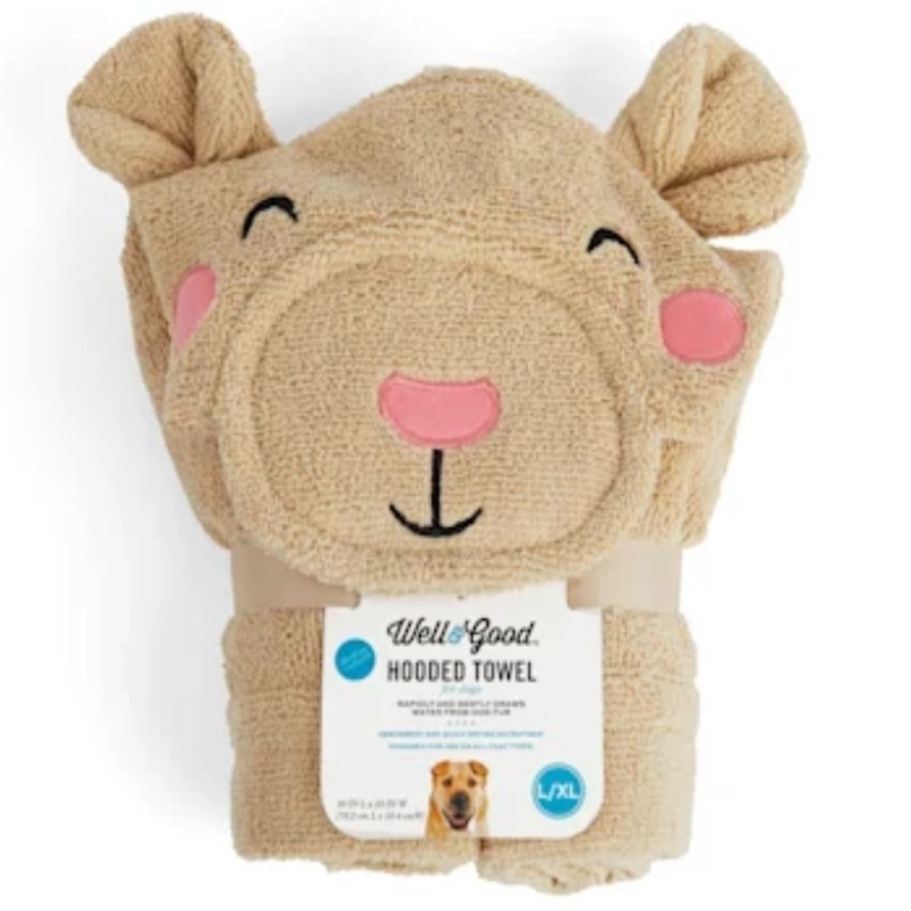 NWT Bear robe hooded dog wash towel L/XL